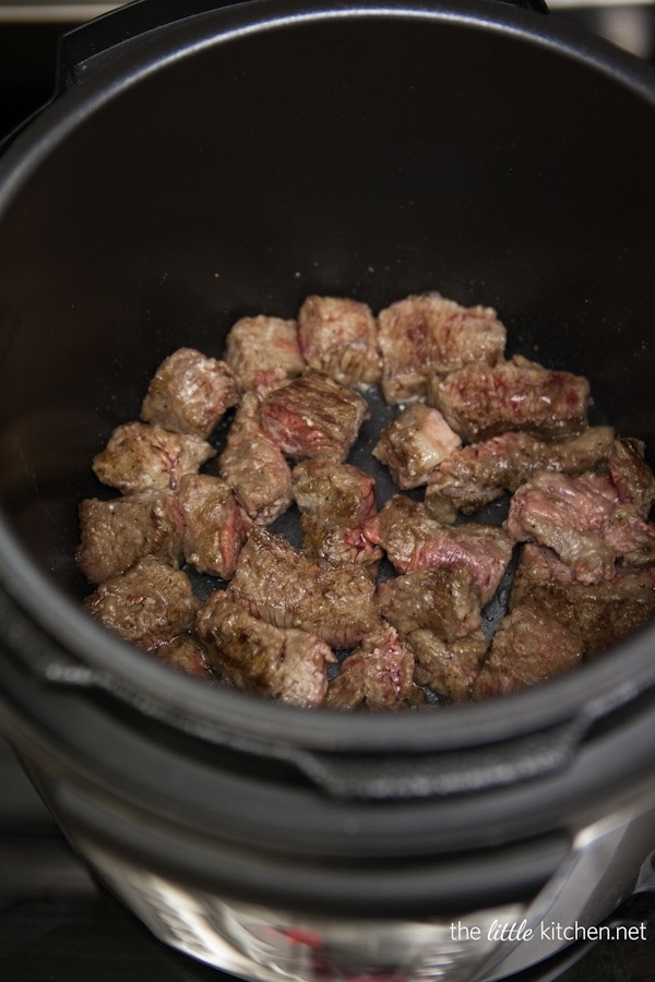 Pressure Cooker Red Wine Beef Stew from thelittlekitchen.net