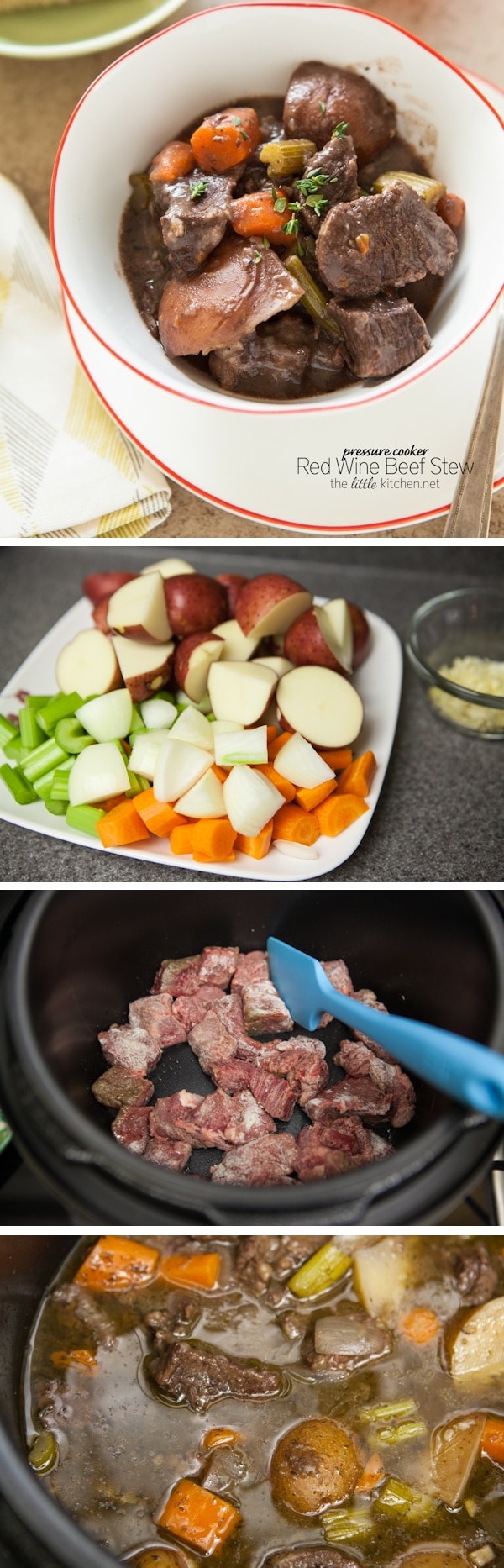 Pressure Cooker Red Wine Beef Stew Recipe from thelittlekitchen.net