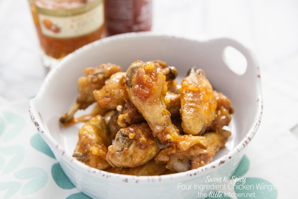 Sweet and Spicy Four Ingredient Chicken Wings from thelittlekitchen.net