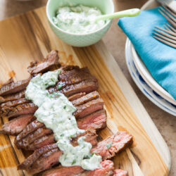 Grilled Flank Steak with Chimichurri Butter from thelittlekitchen.net