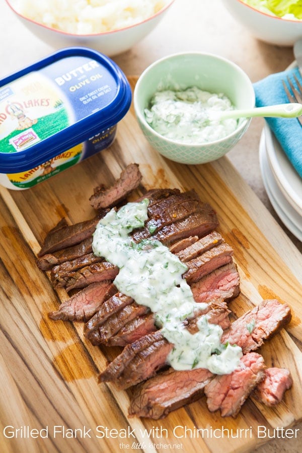 Grilled Flank Steak with Chimichurri Butter from thelittlekitchen.net