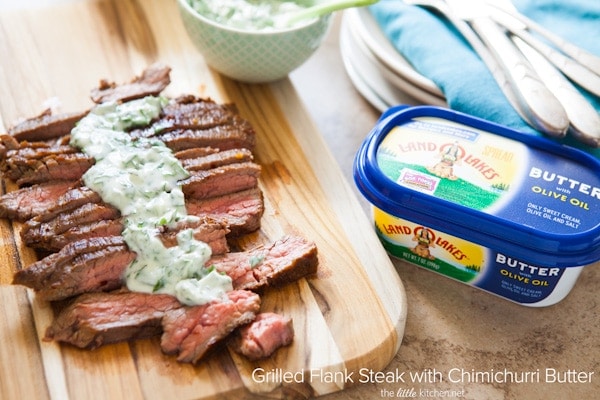 Grilled Flank Steak with Chimichurri Butter from thelittlekitchen.net