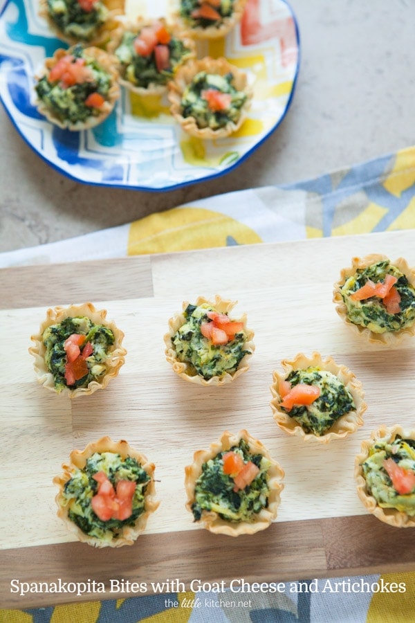 Spanakopita Bites with Goat Cheese and Artichokes from thelittlekitchen.net
