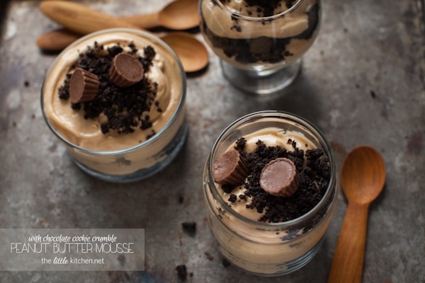 Peanut Butter Mousse with Chocolate Cookie Crumble from thelittlekitchen.net