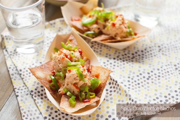 Spicy Crab Wonton Nachos from thelittlekitchen.net