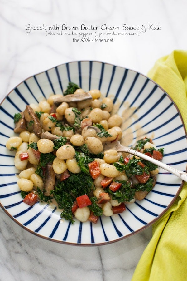 Gnocchi with Brown Butter Cream Sauce & Kale from thelittlekitchen.net