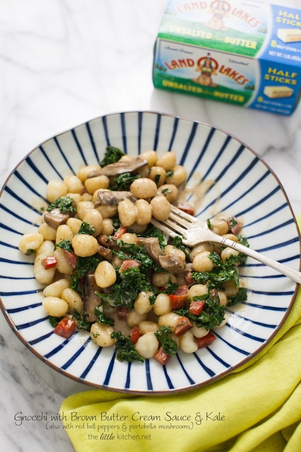 Gnocchi with Brown Butter Cream Sauce & Kale from thelittlekitchen.net