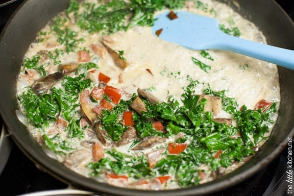 Gnocchi with Brown Butter Cream Sauce & Kale from thelittlekitchen.net