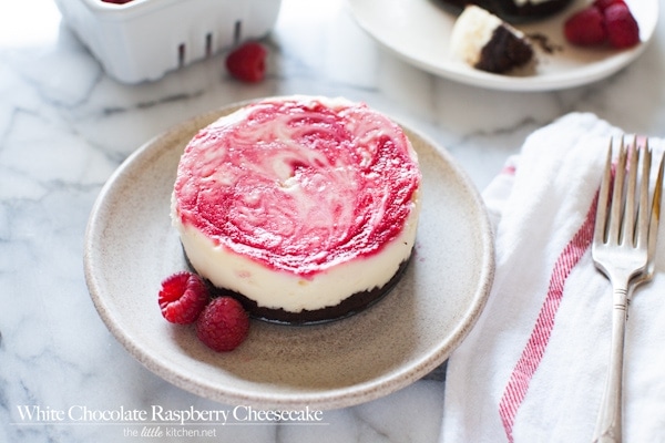 White Chocolate Raspberry Cheesecake from thelittlekitchen.net