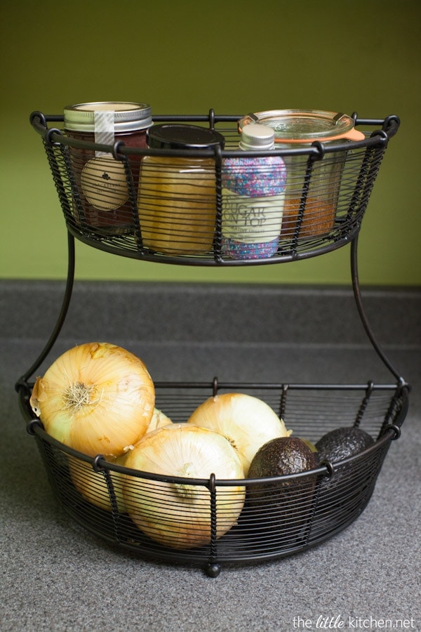 Kitchen Organizing Tip: Remove clutter (put away things you don't use every day) and utilize vertical space on your counters.