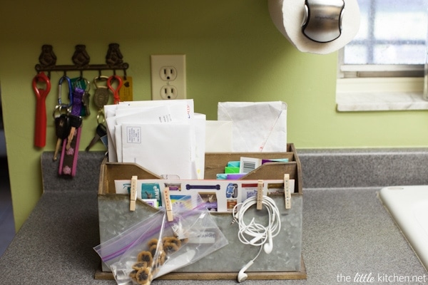 Kitchen Organizing Tip: Use a great looking mail center to relieve the clutter from daily mail