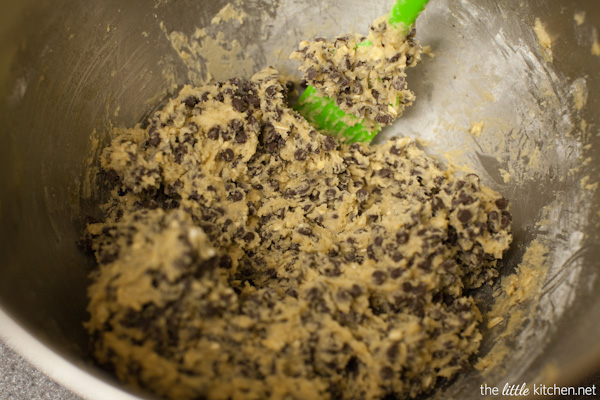 Nutella and Peanut Butter Swirled Chocolate Chip Cookies from thelittlekitchen.net