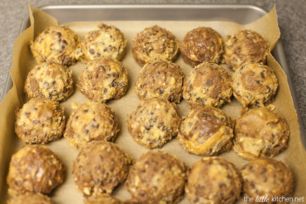 Nutella-Peanut Butter Swirled Chocolate Chip Cookies from thelittlekitchen.net