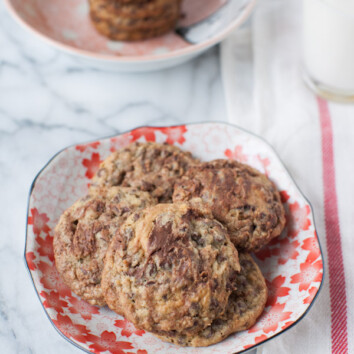 Nutella and Peanut Butter Swirled Chocolate Chip Cookies from thelittlekitchen.net