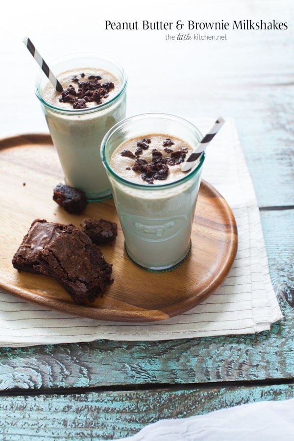 Peanut Butter and Brownie Milkshakes from thelittlekitchen.net #MilkshakeWeek