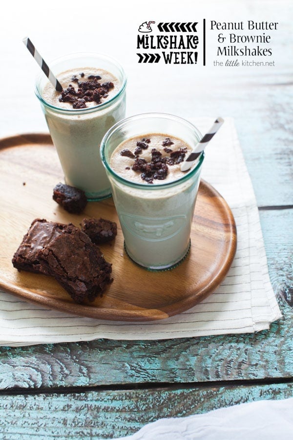 Peanut Butter and Brownie Milkshakes from thelittlekitchen.net #MilkshakeWeek