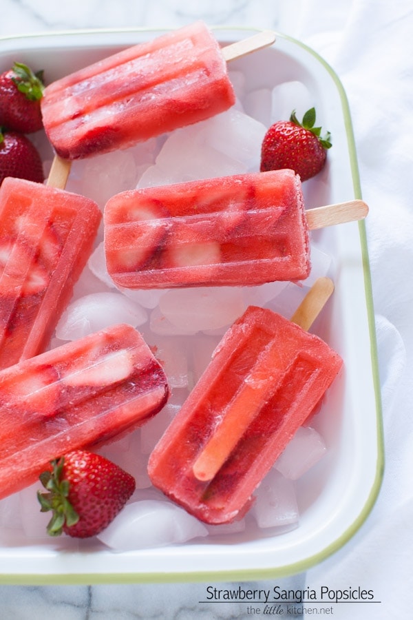 Strawberry Sangria Popsicles from thelittlekitchen.net