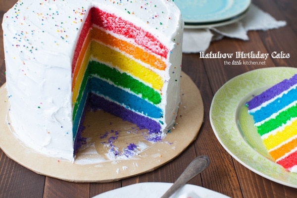 Rainbow Birthday Cake from thelittlekitchen.net