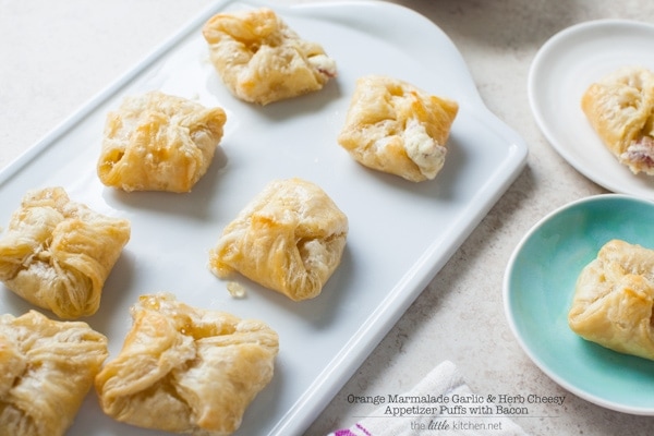 Orange Marmalade Garlic & Herb Cheesy Appetizer Puffs with Bacon