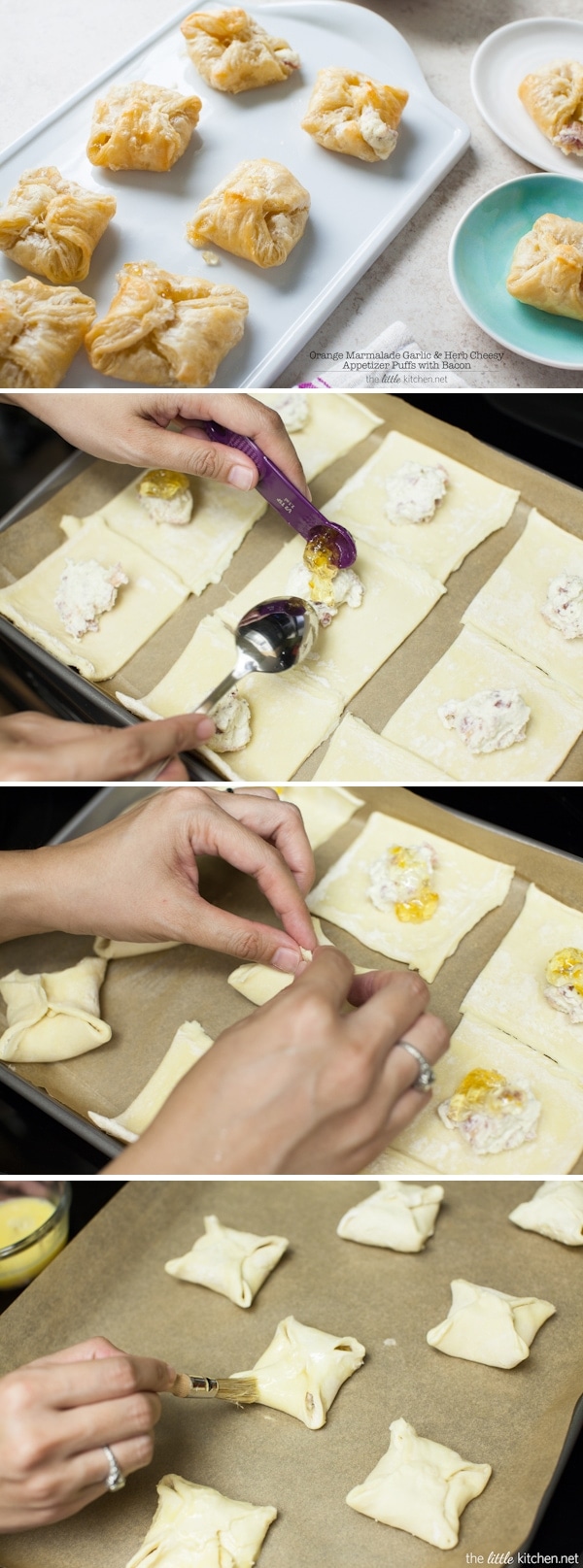 Orange Marmalade Garlic & Herb Cheesy Appetizer Puffs with Bacon from thelittlekitchen.net