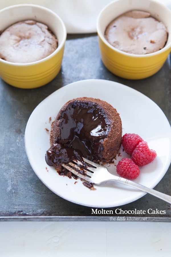 Molten Chocolate Cakes from thelittlekitchen.net