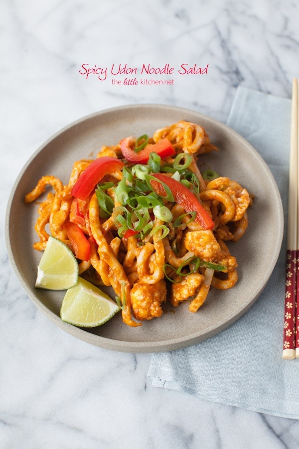 Spicy Udon Noodle Salad from thelittlekitchen.net