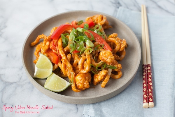 Spicy Udon Noodle Salad from thelittlekitchen.net