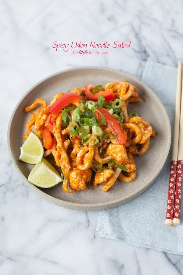 Spicy Udon Noodle Salad from thelittlekitchen.net