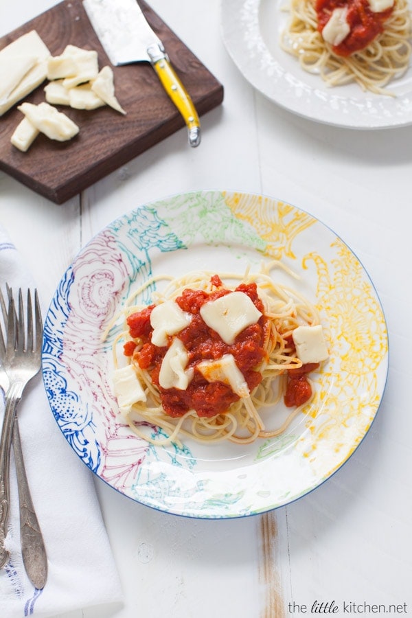 Butter & Onion Tomato Sauce Pasta with Brie from thelittlekitchen.net