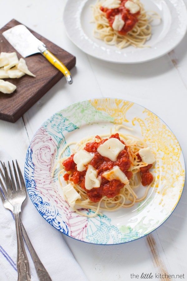 Butter & Onion Tomato Sauce Pasta with Brie from thelittlekitchen.net