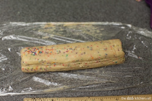 Dark Chocolate Dipped Funfetti Shortbread Cookies from thelittlekitchen.net