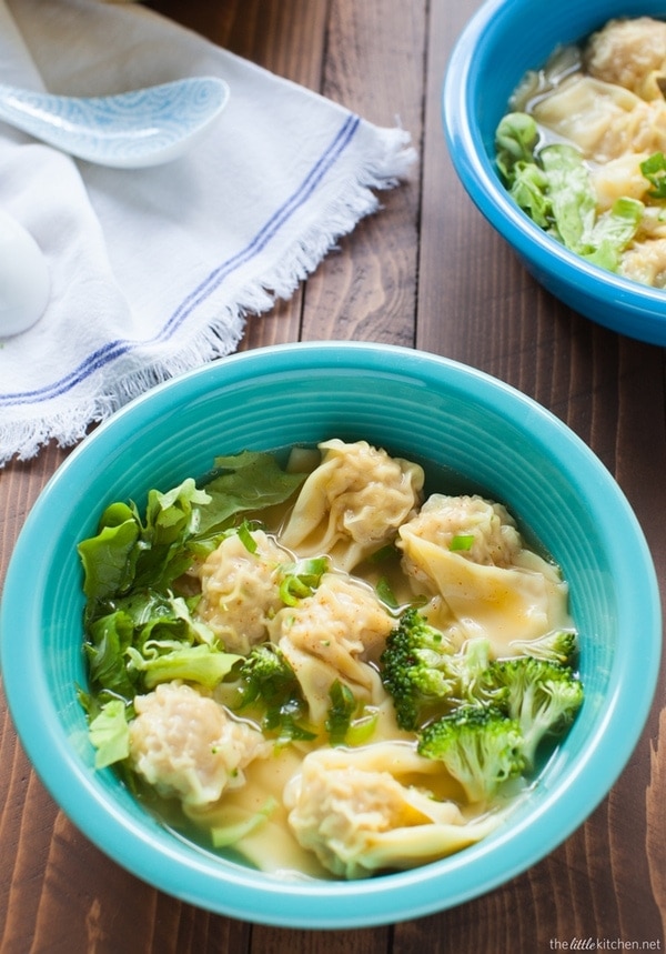 Pork And Shrimp Wonton Soup With Broccoli And Escarole The Little Kitchen