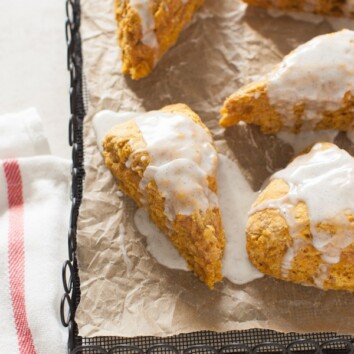 Pumpkin Obsessed Vanilla-Glazed Scones from thelittlekitchen.net