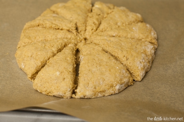 Pumpkin Obsessed Vanilla-Glazed Scones from thelittlekitchen.net