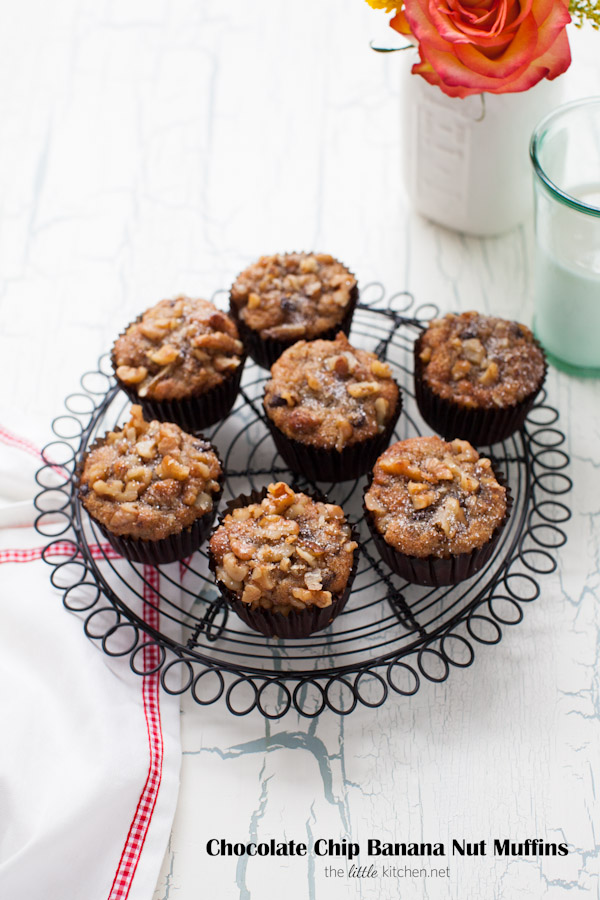 Chocolate Chip Banana Nut Muffins from thelittlekitchen.net