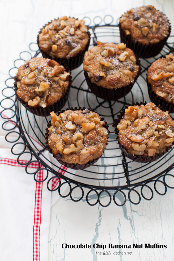 Chocolate Chip Banana Nut Muffins from thelittlekitchen.net