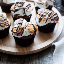 Chocolate Pumpkin S'mores Cupcakes from thelittlekitchen.net
