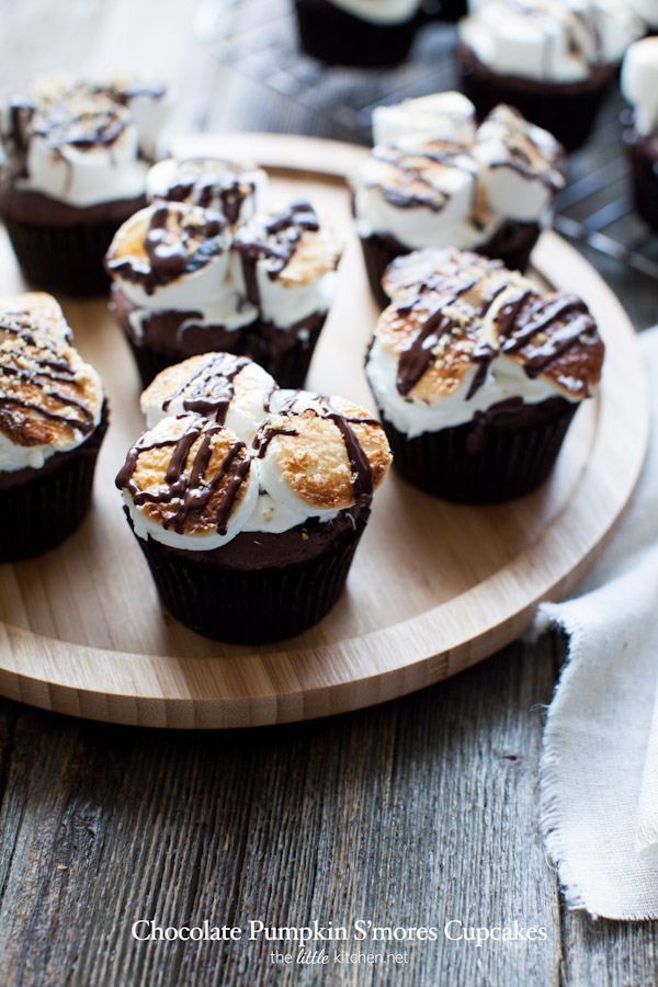 Chocolate Pumpkin S’mores Cupcakes - The Little Kitchen
