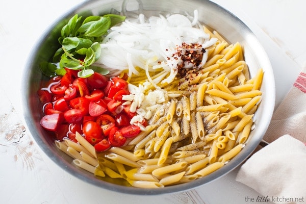 I have had doubts too but seriously it's so good...and so easy. Just throw all of the ingredients into a pan and cook! One Pot Penne Pasta with Tomato & Basil from thelittlekitchen.net