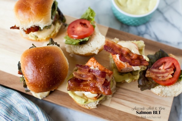 Salmon BLT with an Avocado Aioli & Brie from thelittlekitchen.net