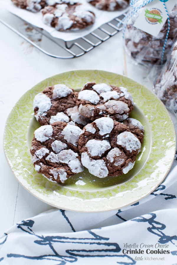 Nutella Cream Cheese Crinkle Cookies from thelittlekitchen.net