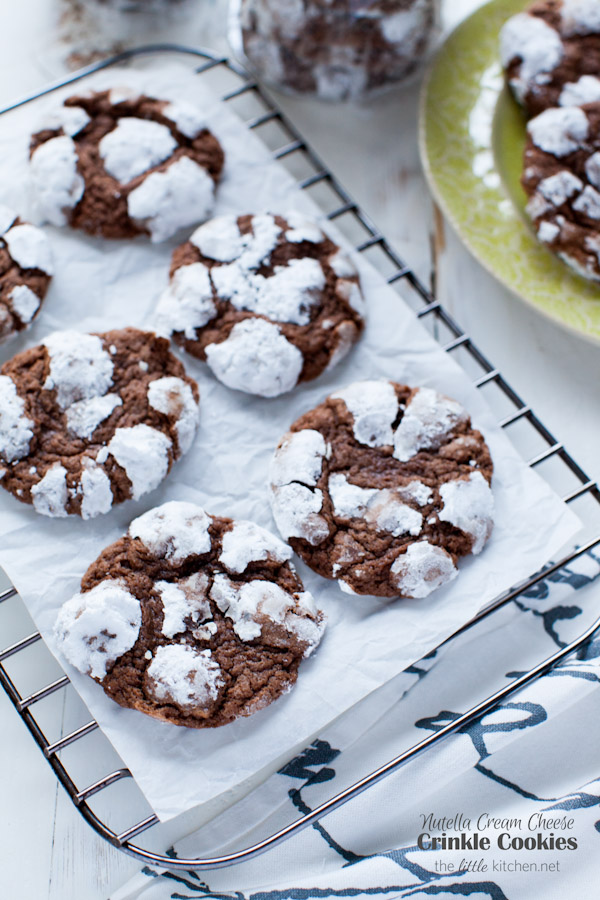 Nutella Cream Cheese Crinkle Cookies from thelittlekitchen.net