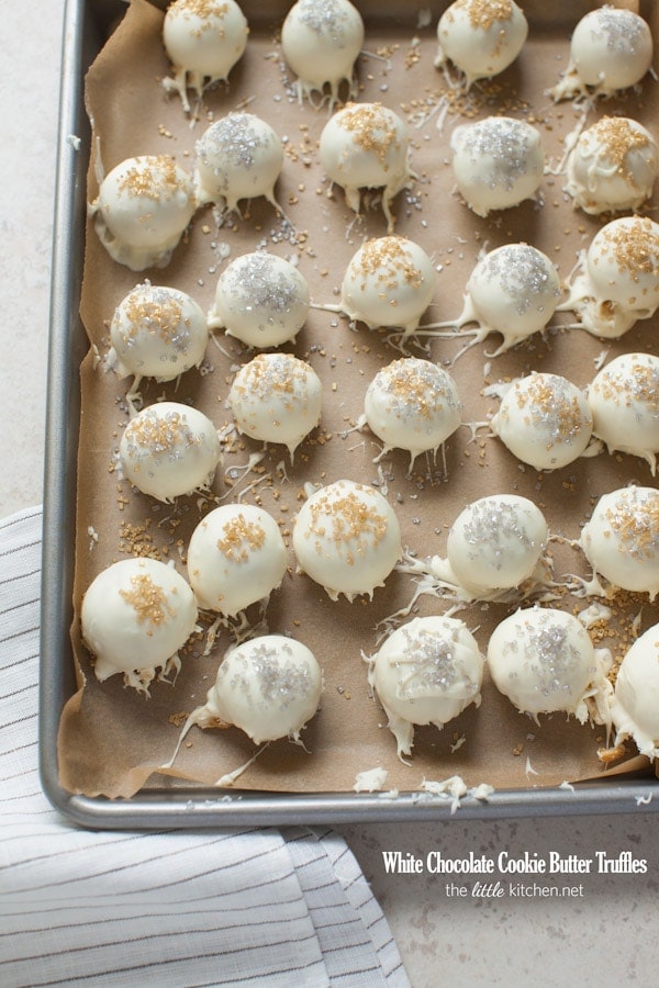 White Chocolate Cookie Butter Truffles from thelittlekitchen.net