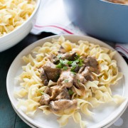 Beef Stroganoff with Buttered Noodles Recipe from thelittlekitchen.net
