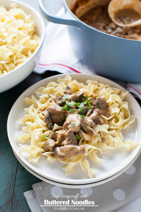 Beef Stroganoff with Buttered Noodles Recipe from thelittlekitchen.net