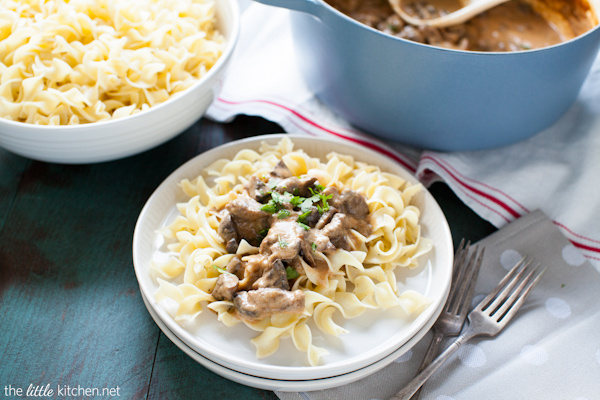 Beef Stroganoff with Buttered Noodles Recipe from thelittlekitchen.net