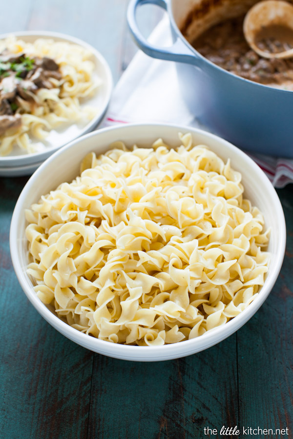 Beef Stroganoff with Buttered Noodles Recipe from thelittlekitchen.net