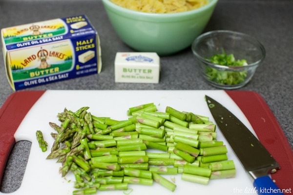 Brown Butter Pasta with Asparagus & Bacon from thelittlekitchen.net