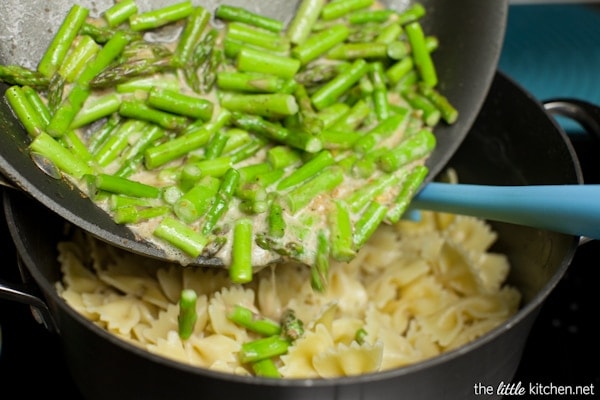 Brown Butter Pasta with Asparagus & Bacon from thelittlekitchen.net