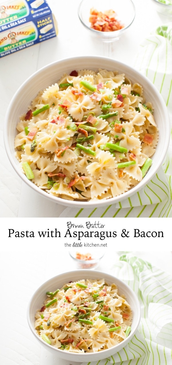 Brown Butter Pasta with Asparagus & Bacon from thelittlekitchen.net